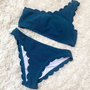 Teal Scalloped Bikini Sz M.